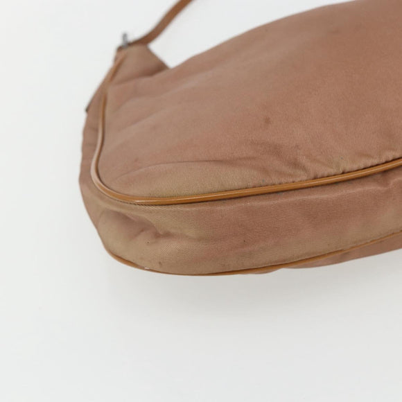 PRADA Shoulder Bag Nylon Beige Gold Auth 162843