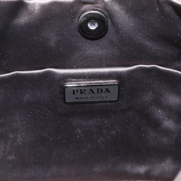 PRADA Shoulder Bag Nylon Beige Gold Auth 162843