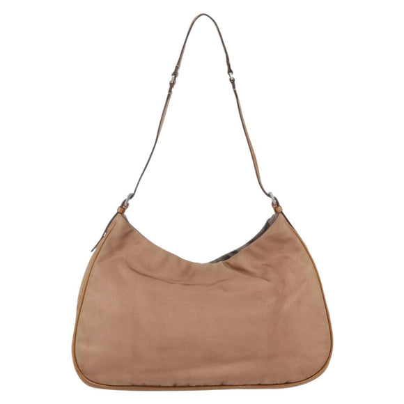 PRADA Shoulder Bag Nylon Beige Gold Auth 162843