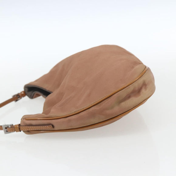 PRADA Shoulder Bag Nylon Beige Gold Auth 162843