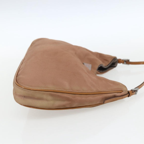 PRADA Shoulder Bag Nylon Beige Gold Auth 162843