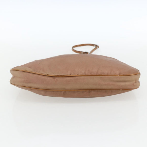 PRADA Shoulder Bag Nylon Beige Gold Auth 162843