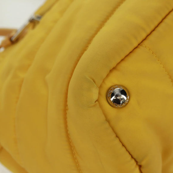 PRADA Test Bomber Handtasche Nylon 2-Wege Gelb Silber Auth 162845V