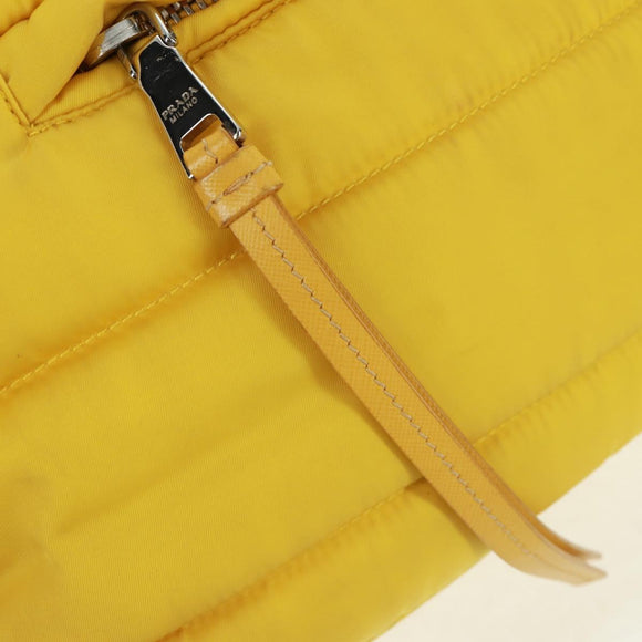 PRADA Test Bomber Handtasche Nylon 2-Wege Gelb Silber Auth 162845V