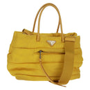 PRADA Test Bomber Handtasche Nylon 2-Wege Gelb Silber Auth 162845V-1