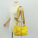 PRADA Test Bomber Handtasche Nylon 2-Wege Gelb Silber Auth 162845V-29