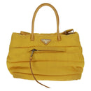 PRADA Test Bomber Handtasche Nylon 2-Wege Gelb Silber Auth 162845V-13