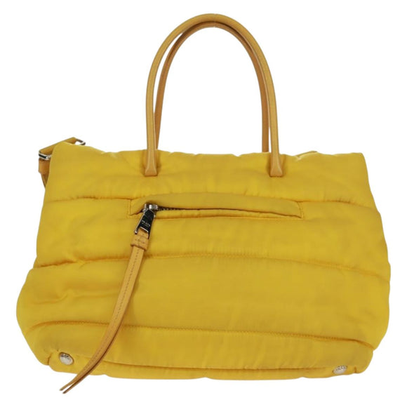 PRADA Test Bomber Handtasche Nylon 2-Wege Gelb Silber Auth 162845V