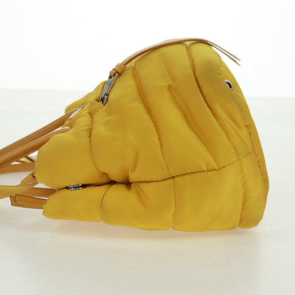 PRADA Test Bomber Handtasche Nylon 2-Wege Gelb Silber Auth 162845V