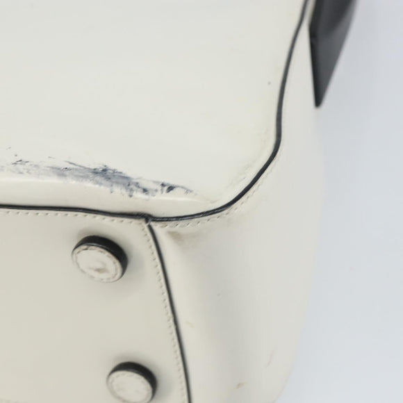 PRADA Shoulder Bag Patent leather White Silver Auth 162846