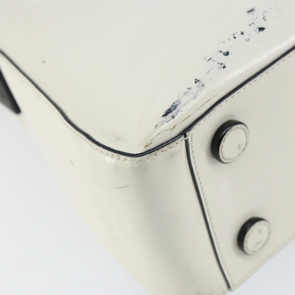 PRADA Shoulder Bag Patent leather White Silver Auth 162846