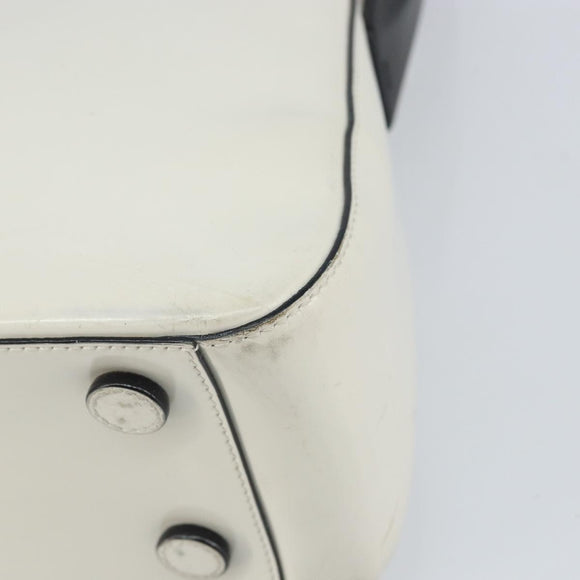PRADA Shoulder Bag Patent leather White Silver Auth 162846