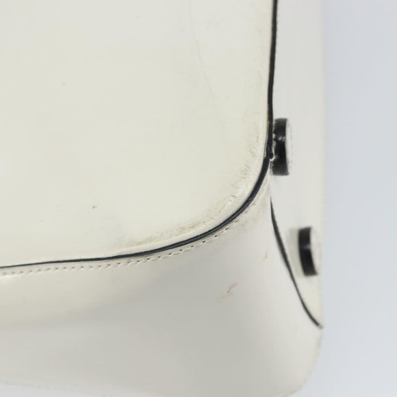 PRADA Shoulder Bag Patent leather White Silver Auth 162846