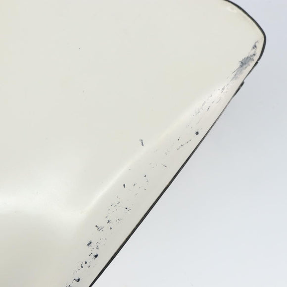 PRADA Shoulder Bag Patent leather White Silver Auth 162846