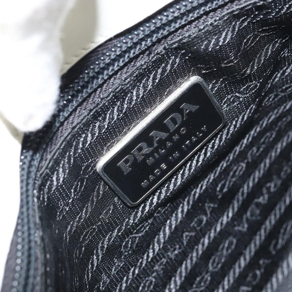 PRADA Shoulder Bag Patent leather White Silver Auth 162846