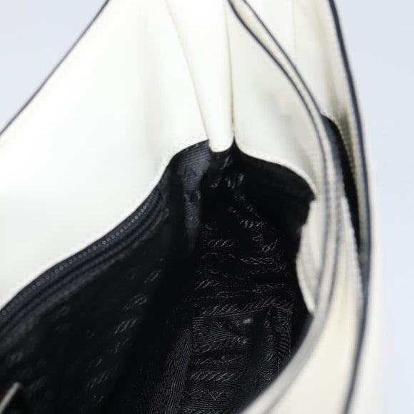 PRADA Shoulder Bag Patent leather White Silver Auth 162846