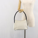 PRADA Shoulder Bag Patent leather White Silver Auth 162846-25