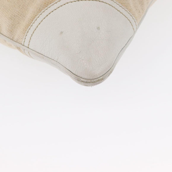 PRADA Tote Bag Canvas Beige Silver Auth 162847