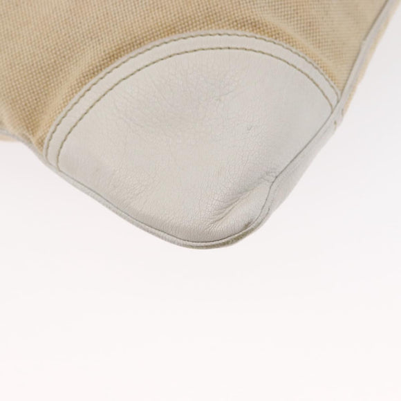 PRADA Tote Bag Canvas Beige Silver Auth 162847