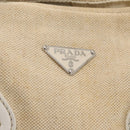 PRADA Tote Bag Canvas Beige Silver Auth 162847-17