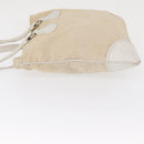 PRADA Tote Bag Canvas Beige Silver Auth 162847-4