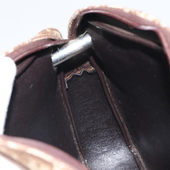 Christian Dior Trotter Canvas Romantic Shoulder Bag Brown Gold Auth 162848