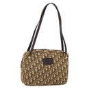 Christian Dior Trotter Canvas Romantic Shoulder Bag Brown Gold Auth 162848-1