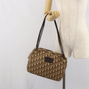 Christian Dior Trotter Canvas Romantic Shoulder Bag Brown Gold Auth 162848-20