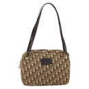 Christian Dior Trotter Canvas Romantic Shoulder Bag Brown Gold Auth 162848-13