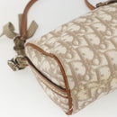 Christian Dior Trotter Canvas Romantic Shoulder Bag PVC Beige Silver Auth 162849-11