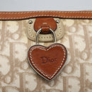 Christian Dior Trotter Canvas Romantic Shoulder Bag PVC Beige Silver Auth 162849-14