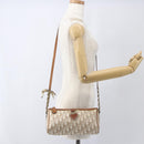 Christian Dior Trotter Canvas Romantic Shoulder Bag PVC Beige Silver Auth 162849-23