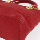 Christian Dior Canage Hand Bag Nylon Red Gold Auth 162850-12