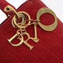 Christian Dior Canage Hand Bag Red Gold Auth 162850-17