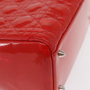 Christian Dior Canage Hand Bag Patent leather Red Silver Auth 162851-11