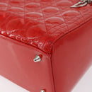 Christian Dior Canage Hand Bag Patent leather Red Silver Auth 162851-12