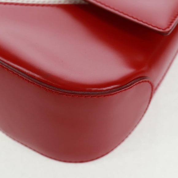 Salvatore Ferragamo Gancini Shoulder Bag Leather Red White Auth 162852V