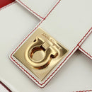 Salvatore Ferragamo Gancini Shoulder Bag Leather Red White Auth 162852V-19