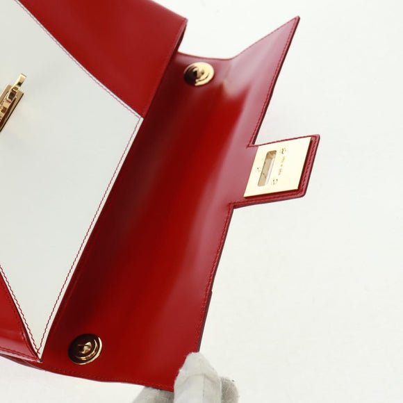 Salvatore Ferragamo Gancini Shoulder Bag Leather Red White Auth 162852V