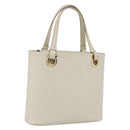 Salvatore Ferragamo Hand Bag Leather White Gold Auth 162853-1