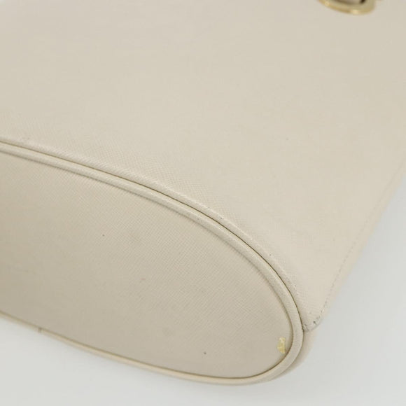 Salvatore Ferragamo Hand Bag Leather White Gold Auth 162853
