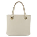 Salvatore Ferragamo Hand Bag Leather White Gold Auth 162853-13