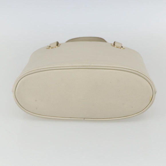 Salvatore Ferragamo Hand Bag Leather White Gold Auth 162853