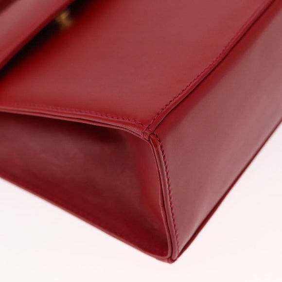 Salvatore Ferragamo Vala Hand Bag Leather 2way Red Gold Auth 162854