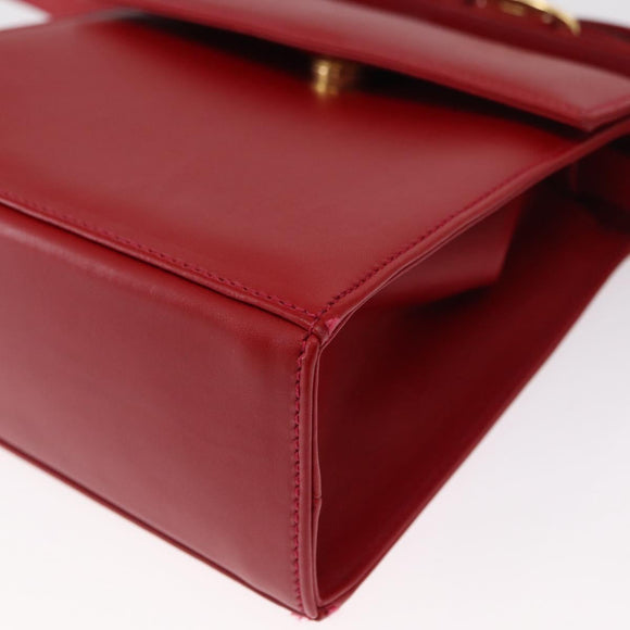 Salvatore Ferragamo Vala Hand Bag Leather 2way Red Gold Auth 162854