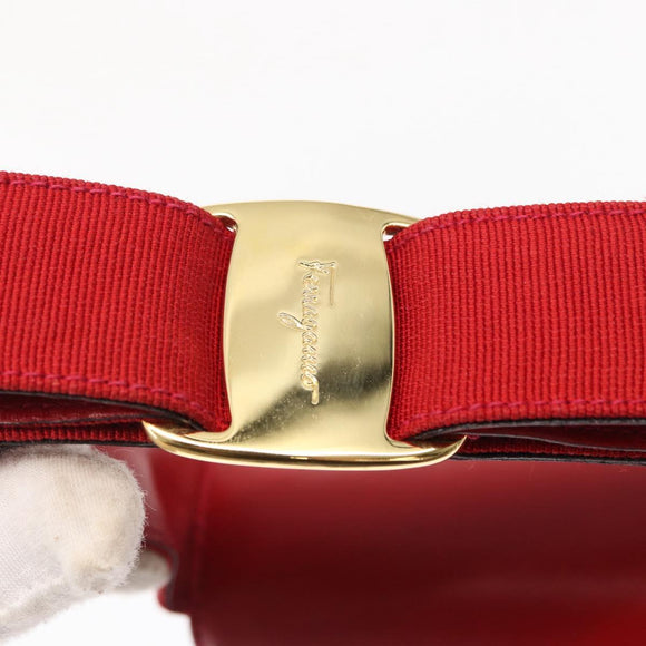 Salvatore Ferragamo Vala Hand Bag Leather 2way Red Gold Auth 162854