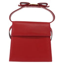 Salvatore Ferragamo Vala Hand Bag Leather 2way Red Gold Auth 162854-13