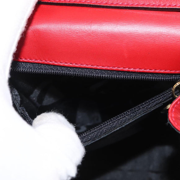 Salvatore Ferragamo Vala Hand Bag Leather 2way Red Gold Auth 162854