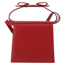 Salvatore Ferragamo Vala Hand Bag Leather 2way Red Gold Auth 162854-2
