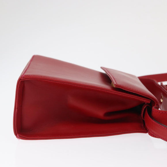Salvatore Ferragamo Vala Hand Bag Leather 2way Red Gold Auth 162854